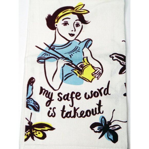 Blue Q Kitchen Dish Towel or Tea Towel Cotton - My Safe Word Is Takeout NWT - Picture 3 of 4